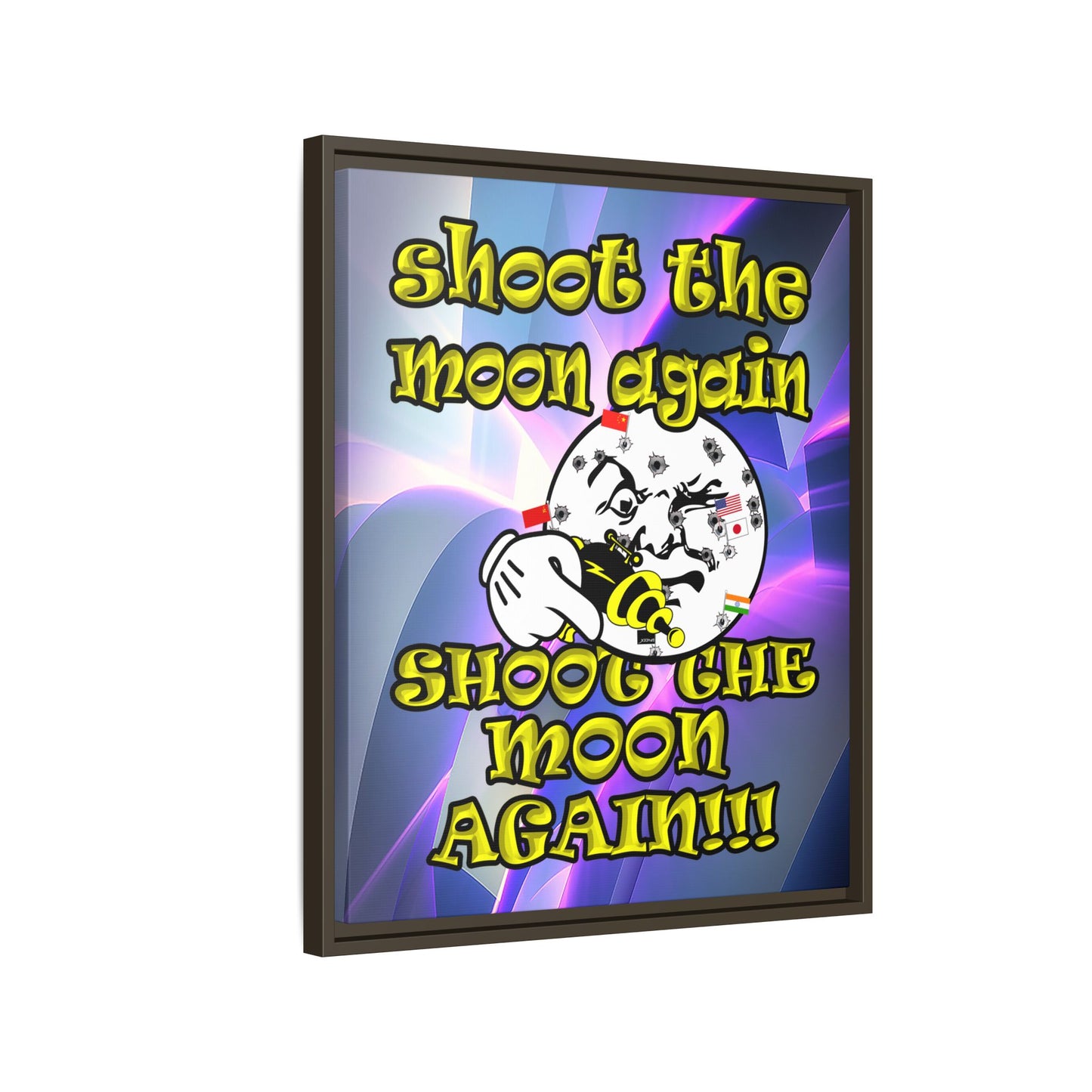 shoot the moon again - framed canvas art (grey-pink wave)