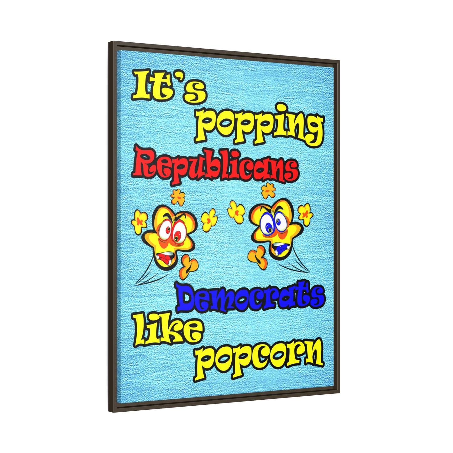 popping like popcorn - framed canvas art (faded dark blue)