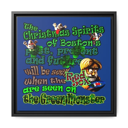 christmas spirits of boston - framed canvas art (dark blue)