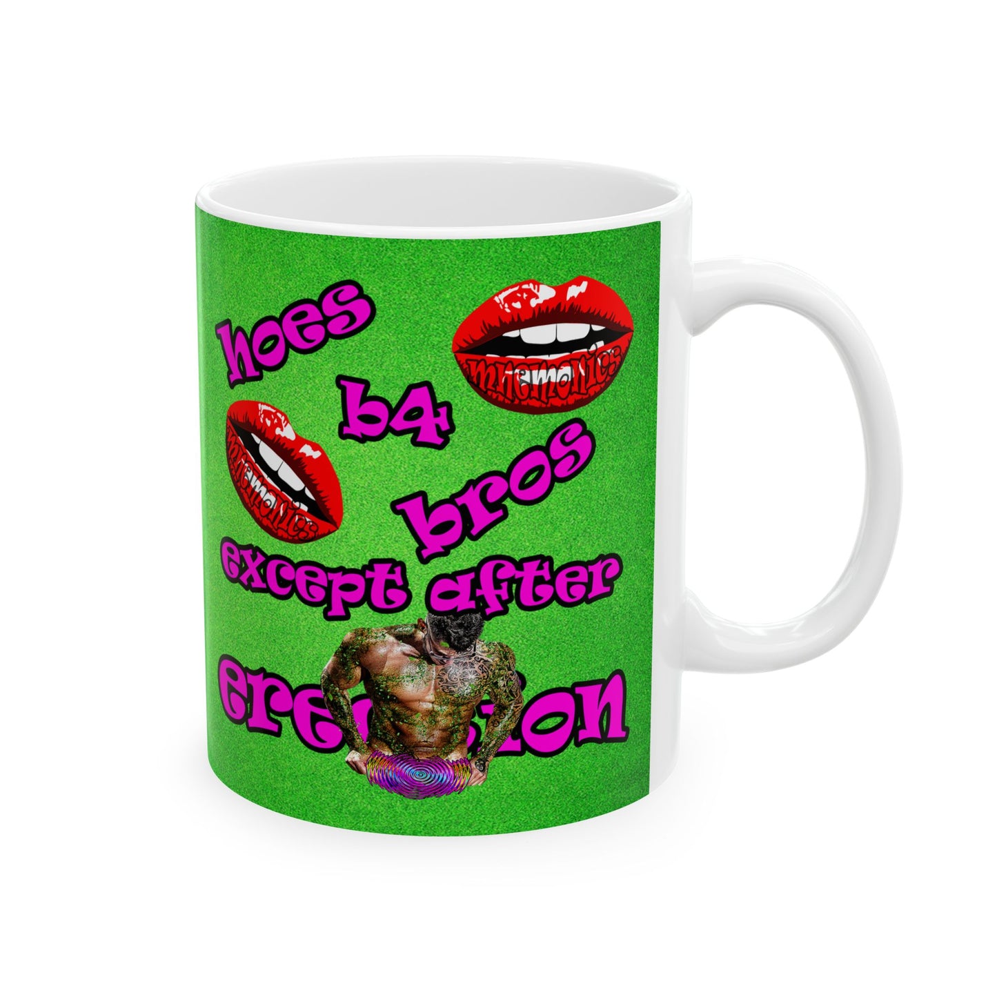 hoes b4 bros - White Mug (green turf)