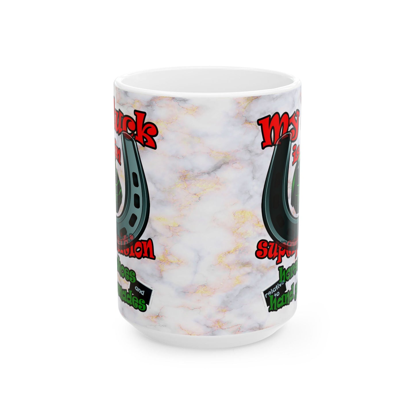 my luck - White Mug (white marble)
