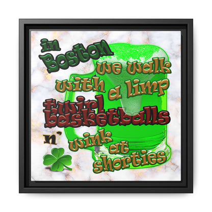 celtics logo - framed canvas art (white marble)