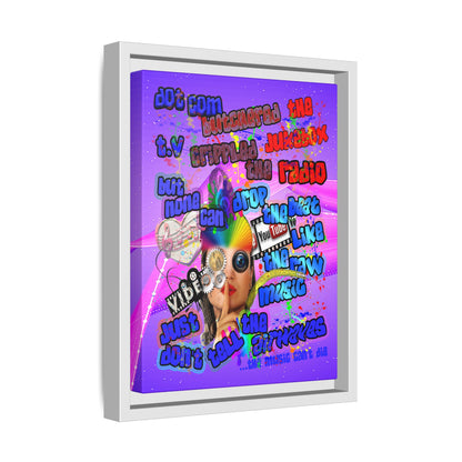 drop the beat - framed canvas art (purple-pink wave)