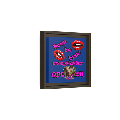 hoes b4 bros - framed canvas art (dark blue)