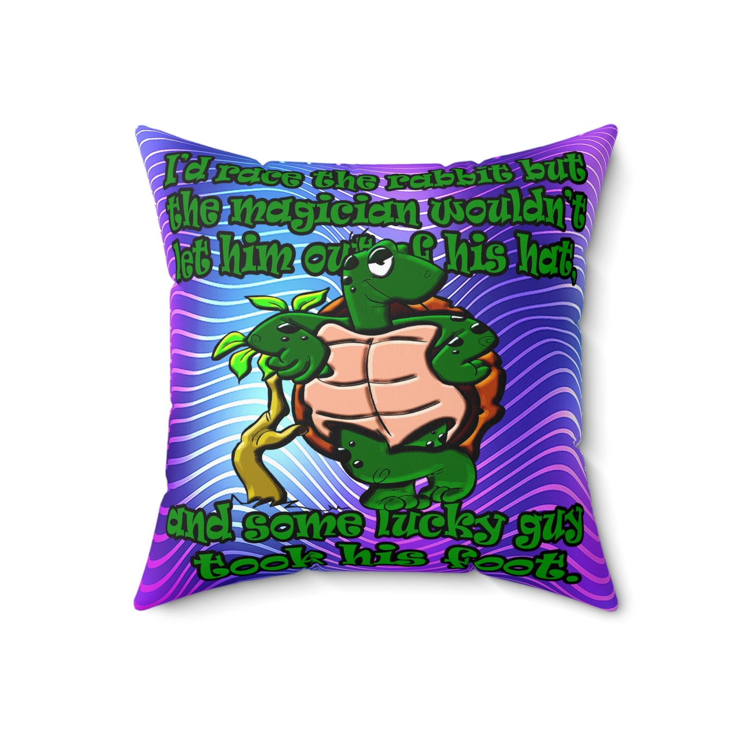 turtle race - Spun Polyester Square Pillow - (purple wave)