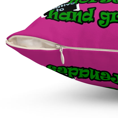 my luck - Spun Polyester Square Pillow - (pink)
