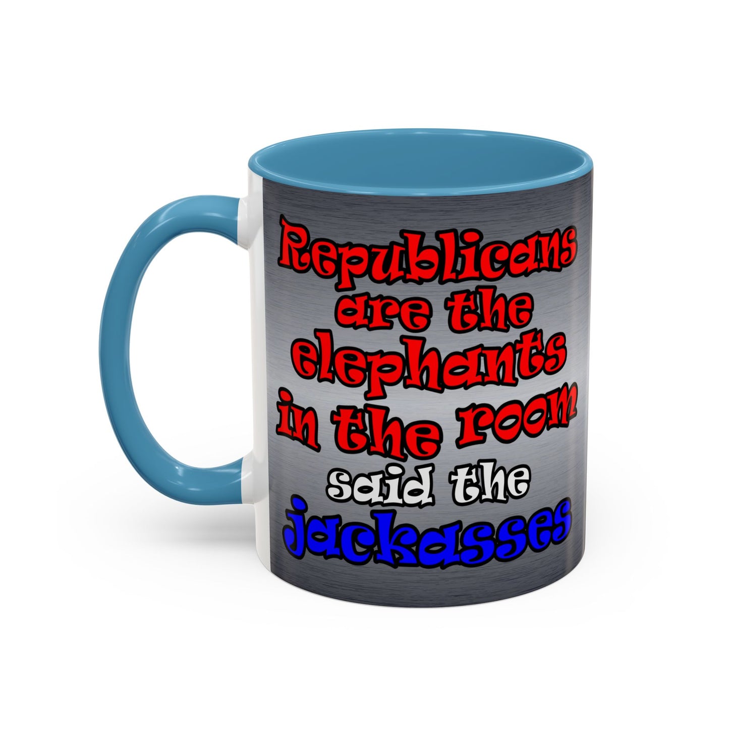 donkeys and elephants - Accent Mug (brushed nickel)