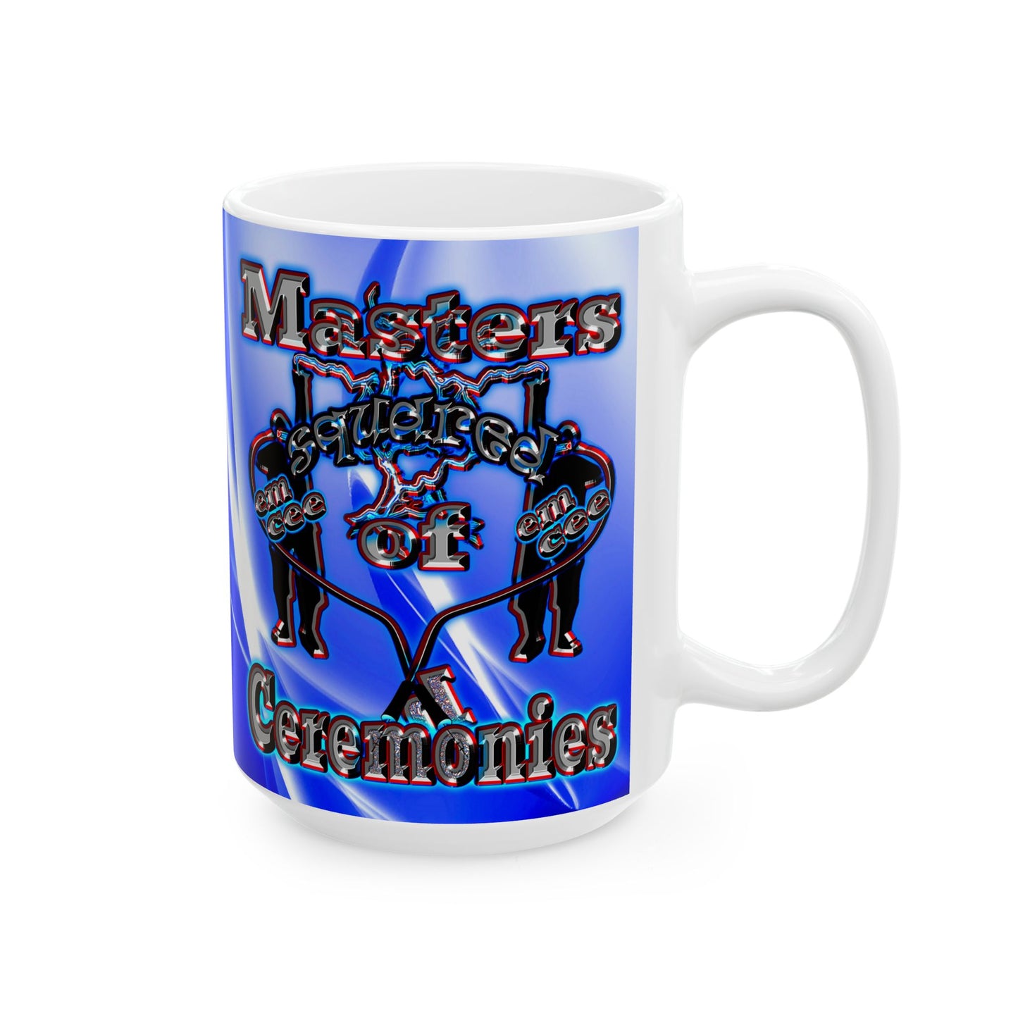 em cee squared - White Mug (blue-white wave)