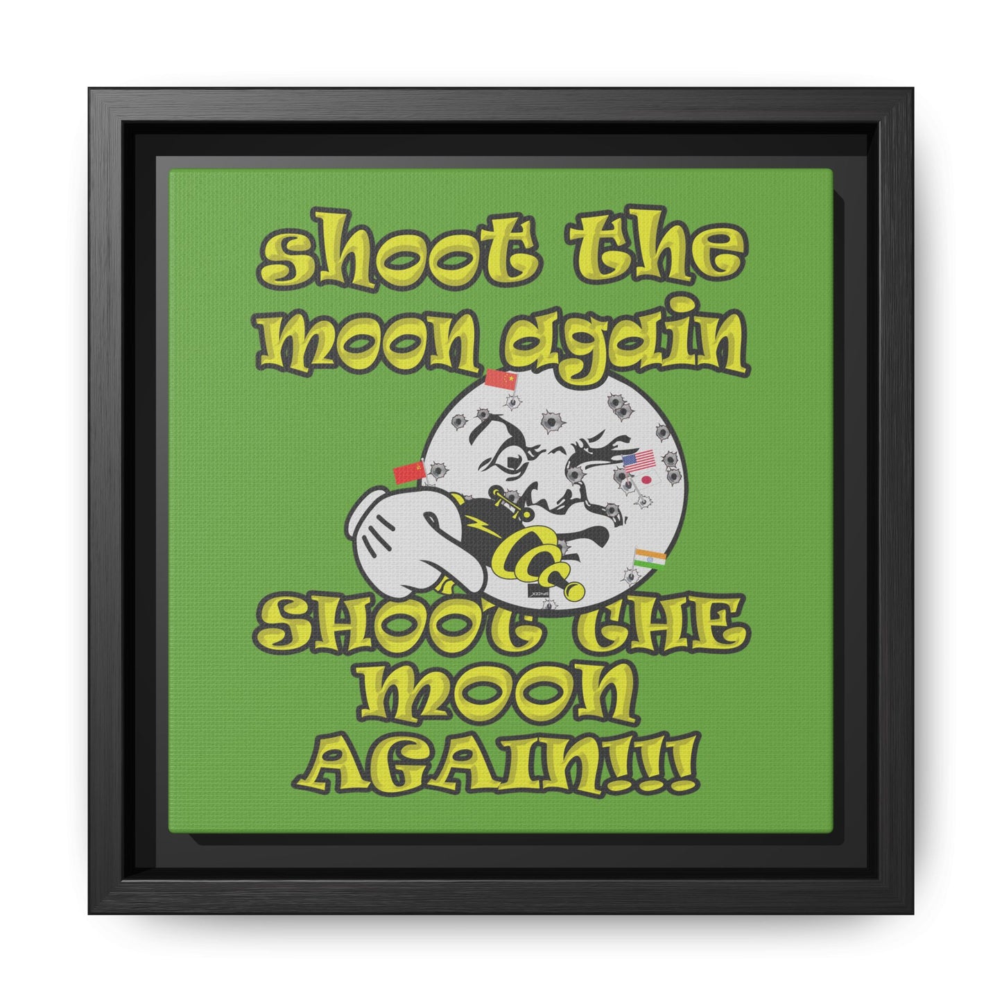 shoot the moon again - framed canvas art (green)