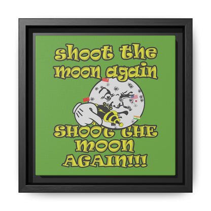 shoot the moon again - framed canvas art (green)