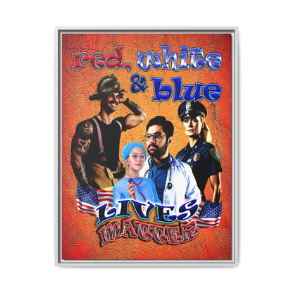 rw&b lives matter - framed canvas art (burnt orange)