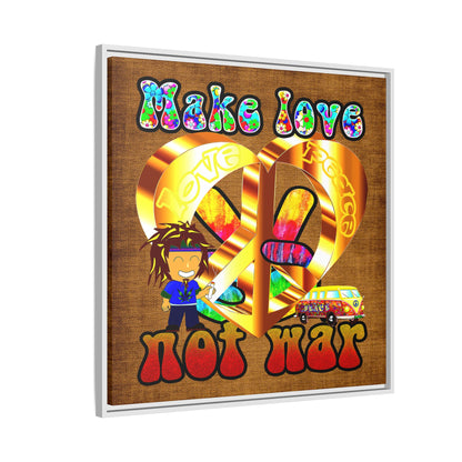 love peace - framed canvas art (brown papyrus)