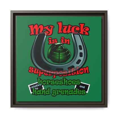 my luck - framed canvas art (dark green)