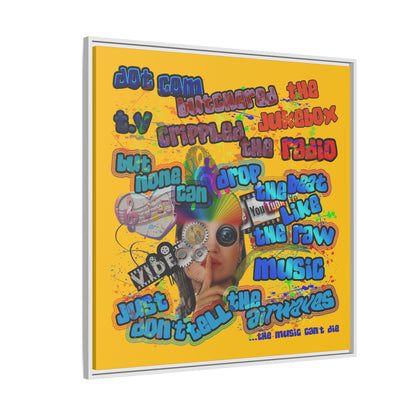 drop the beat - framed canvas art (yellow)