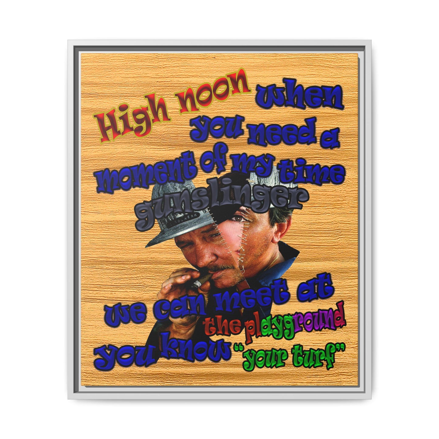 high noon - framed canvas art (butterscotch wood finish)