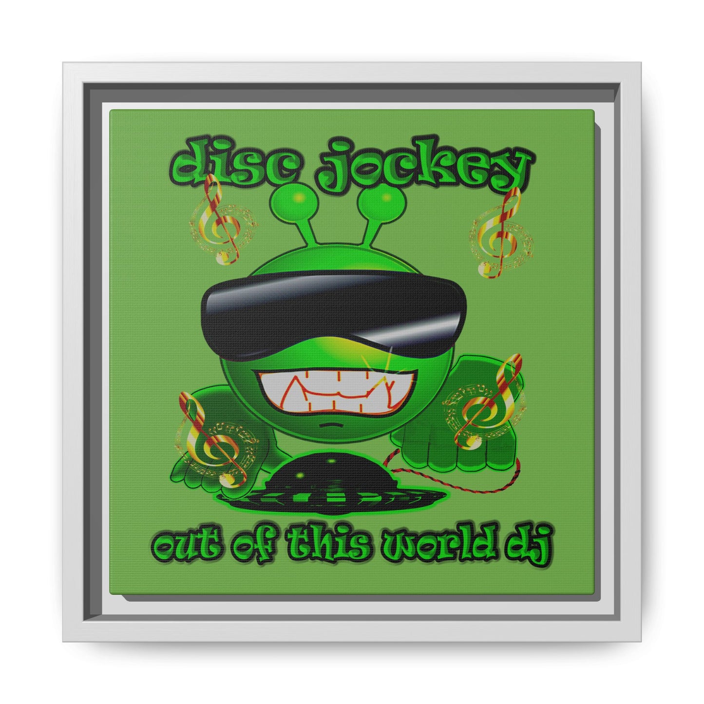 disc jockey - framed canvas art (green)
