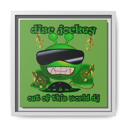 disc jockey - framed canvas art (green)