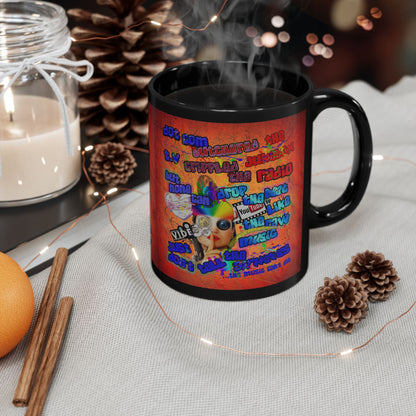 drop the beat - Black Mug (burnt orange)