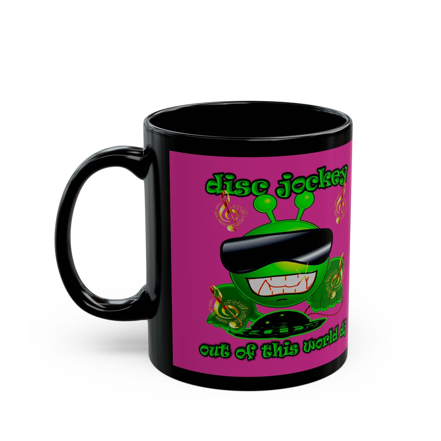 disc jockey - Black Mug (pink)