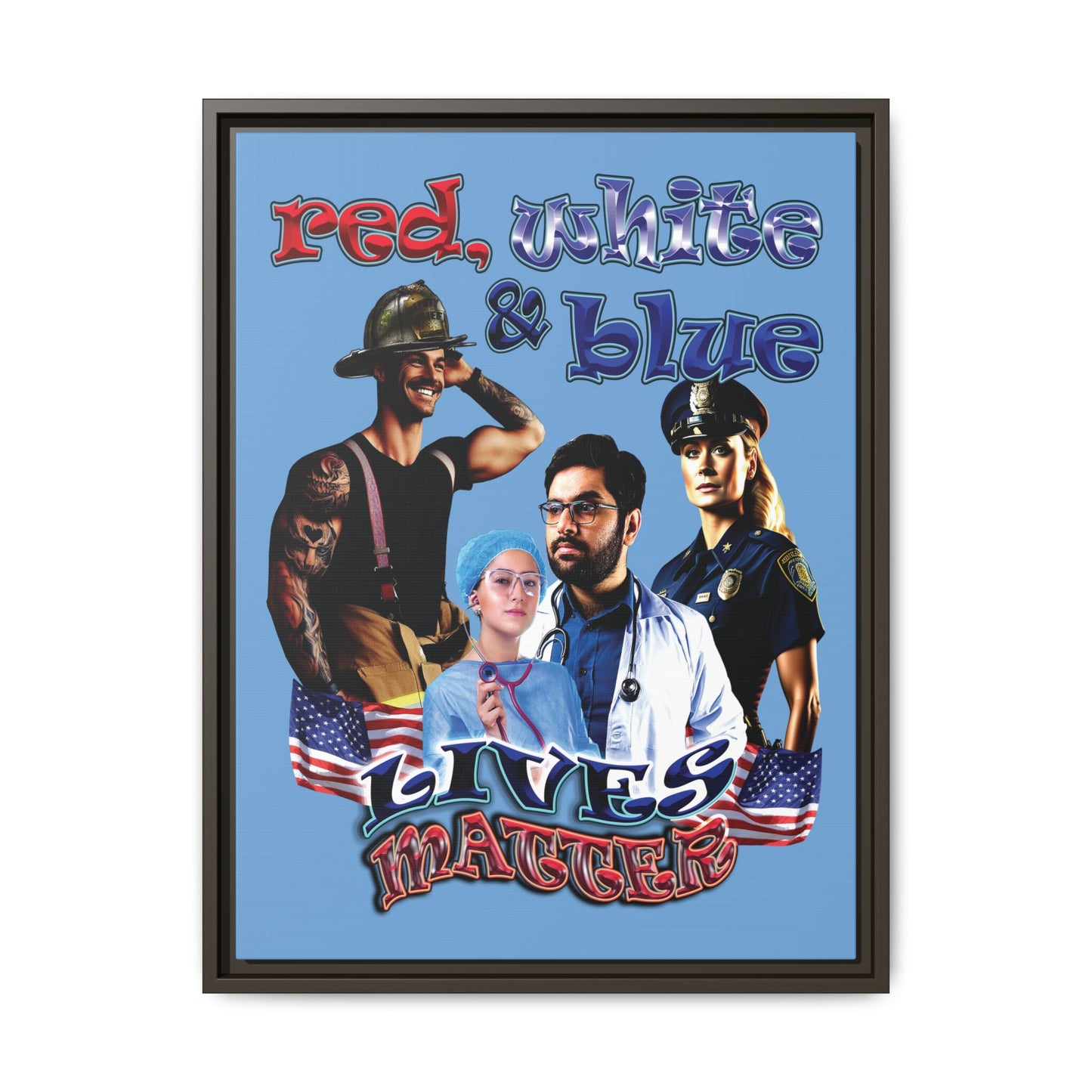 rw&b lives matter - framed canvas art (light blue)