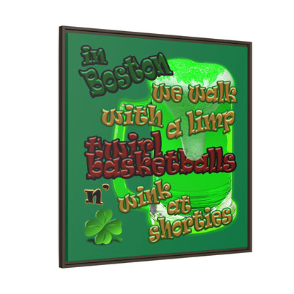 celtics logo - framed canvas art (dark green)