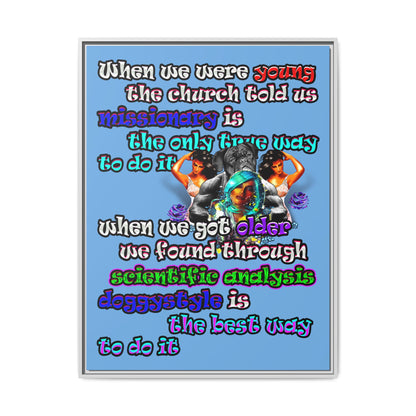 doggystyle - framed canvas art (light blue)