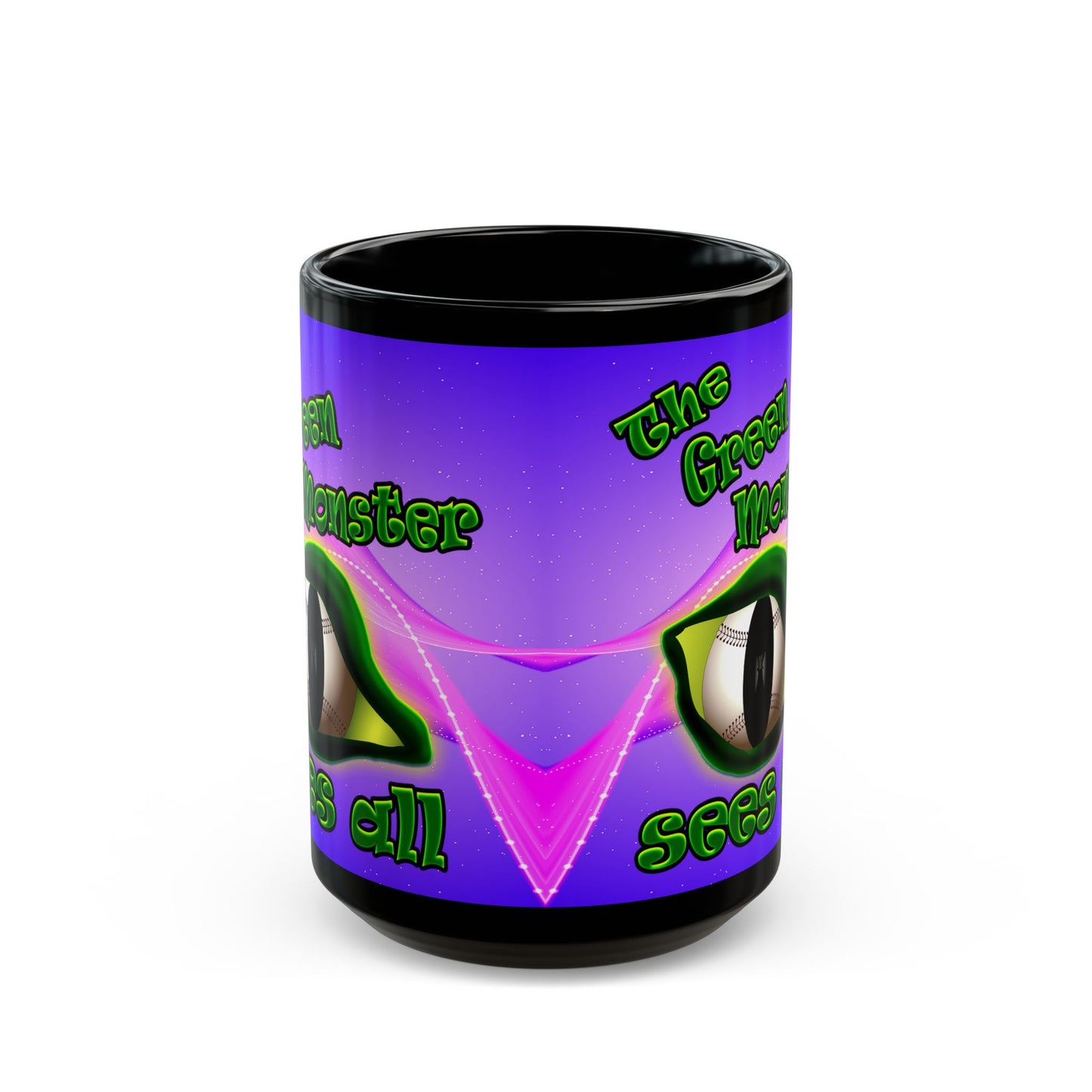 green monster - Black Mug (purple-pink wave)