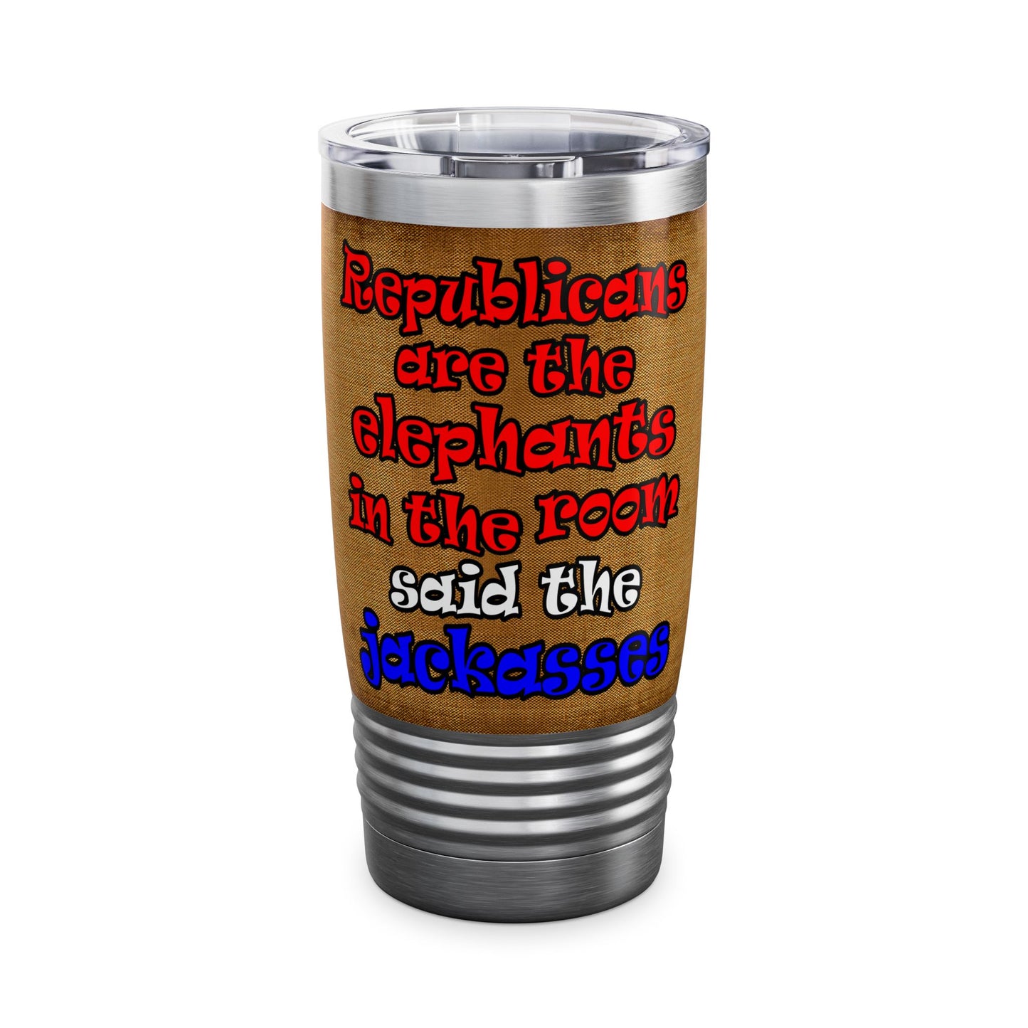 donkeys and elephants - Ringneck Tumbler, 20oz (brown papyrus)