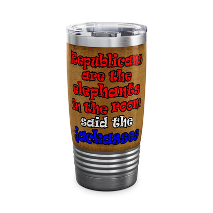 donkeys and elephants - Ringneck Tumbler, 20oz (brown papyrus)