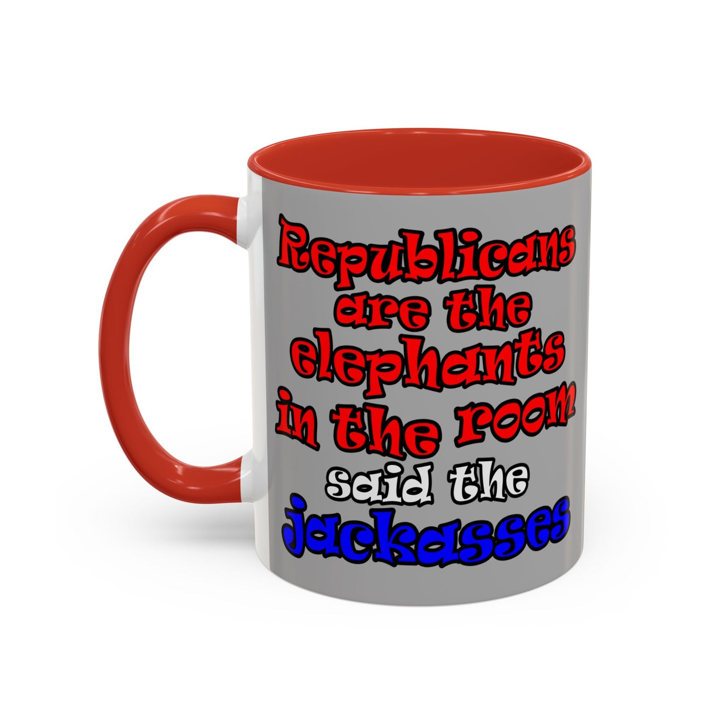 donkeys and elephants - Accent Mug (light grey)