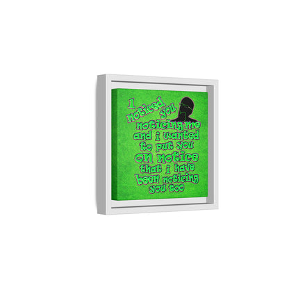 noticed you noticing - framed canvas art (green turf)