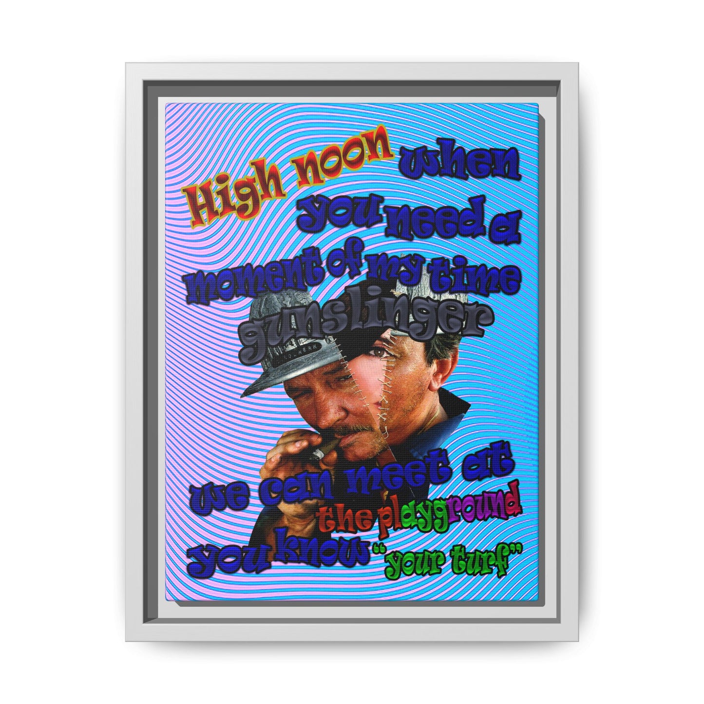 high noon - framed canvas art (light blue-purple wave)