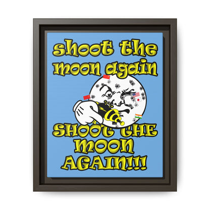 shoot the moon again - framed canvas art (light blue)