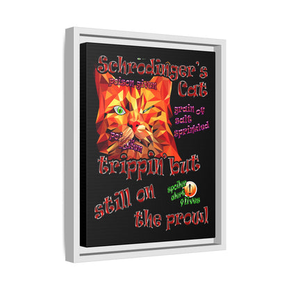 schrodinger's cat - framed canvas art (black)