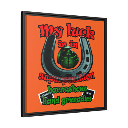 my luck - framed canvas art (orange)