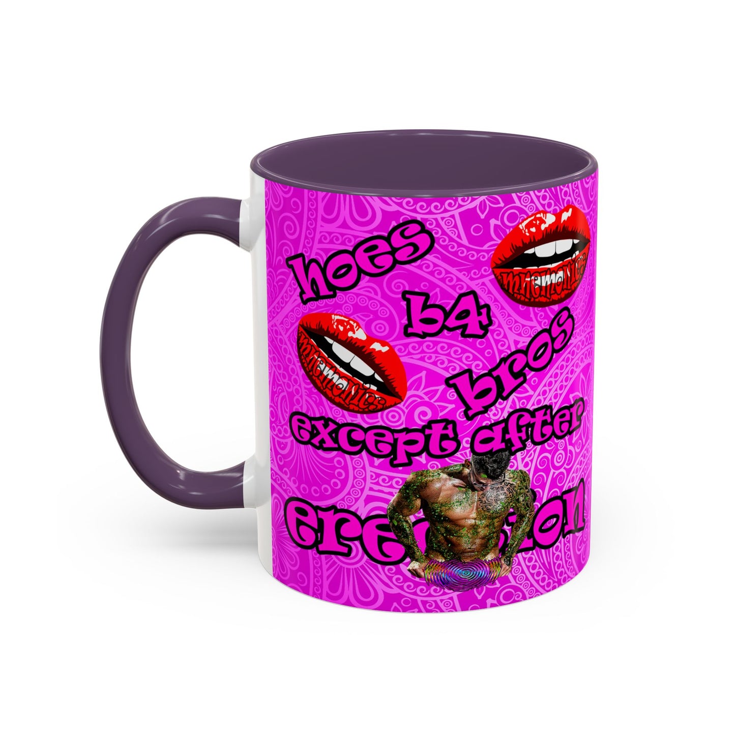 hoes b4 bros - Accent Mug (pink swirl)
