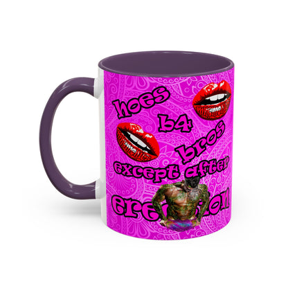 hoes b4 bros - Accent Mug (pink swirl)