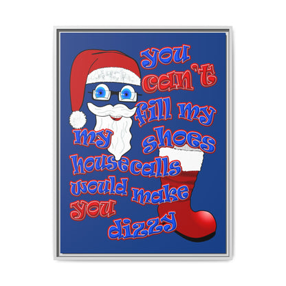 santa's shoes - framed canvas art (dark blue)
