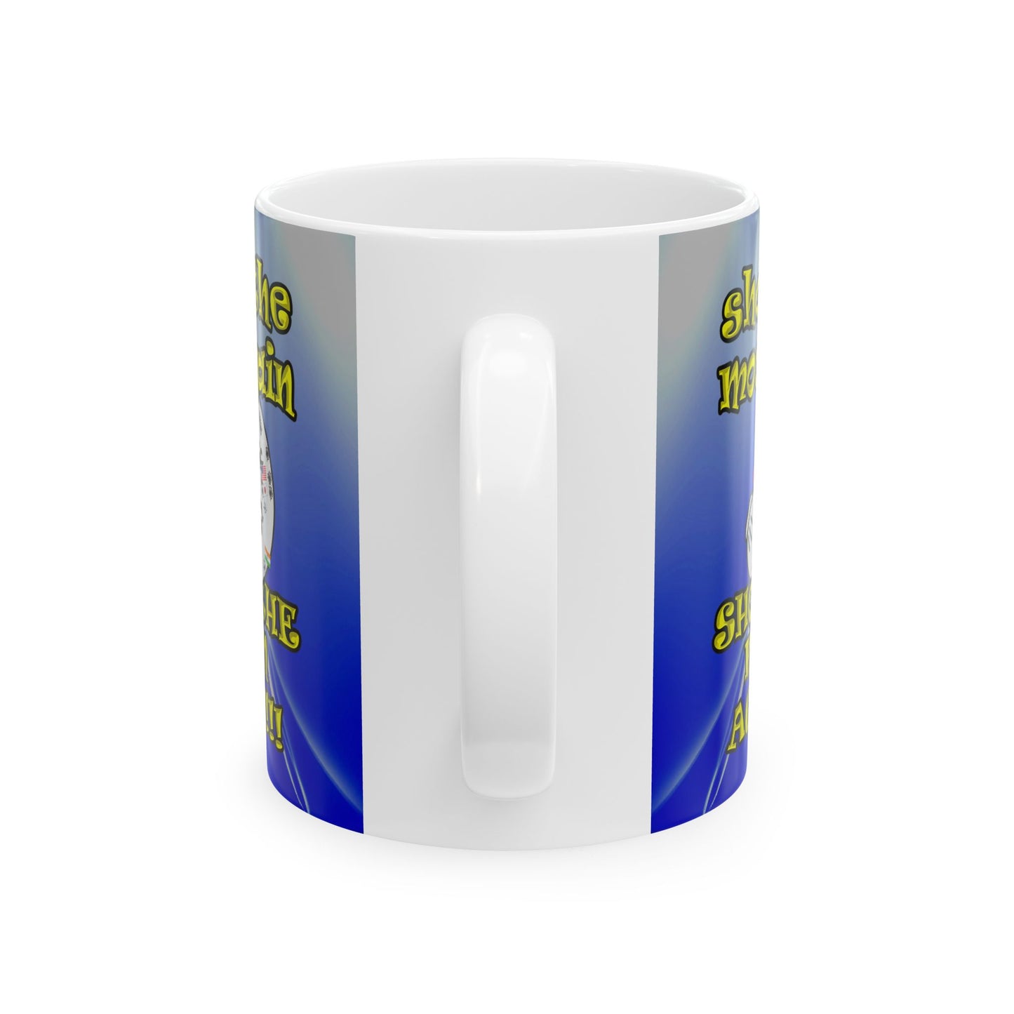 shoot the moon again - White Mug (blue-white wave)