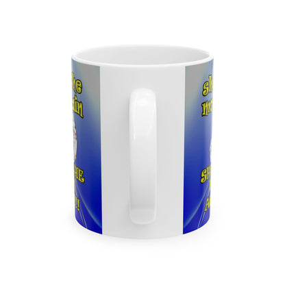 shoot the moon again - White Mug (blue-white wave)