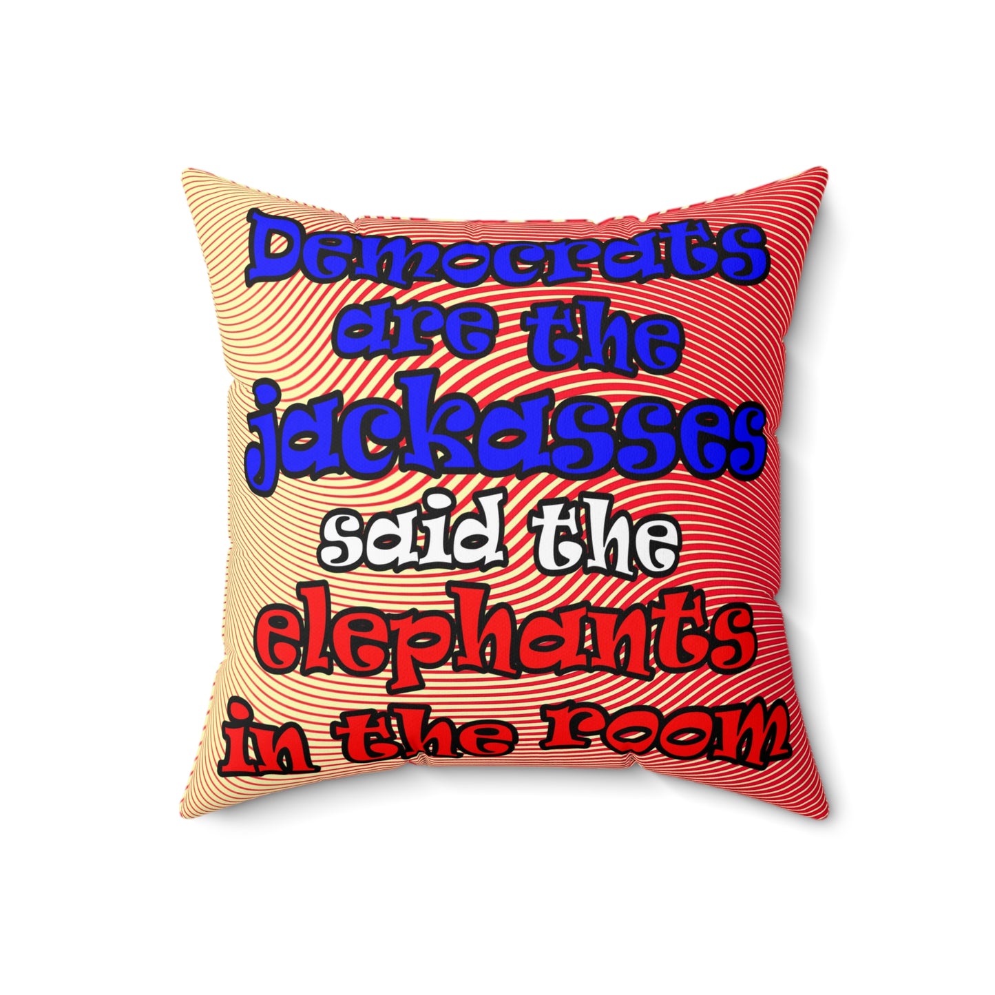 donkeys and elephants - Spun Polyester Square Pillow - (yellow-orange wave)