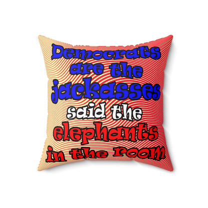 donkeys and elephants - Spun Polyester Square Pillow - (yellow-orange wave)