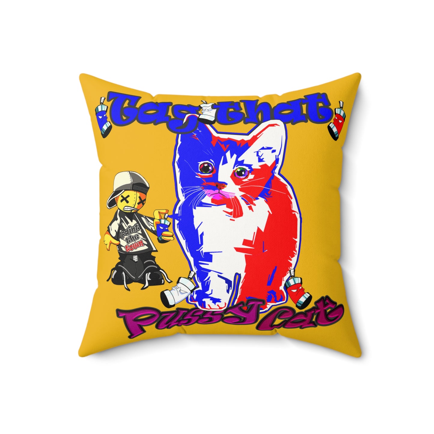 tag that - Faux Suede Square Pillow - (yellow)