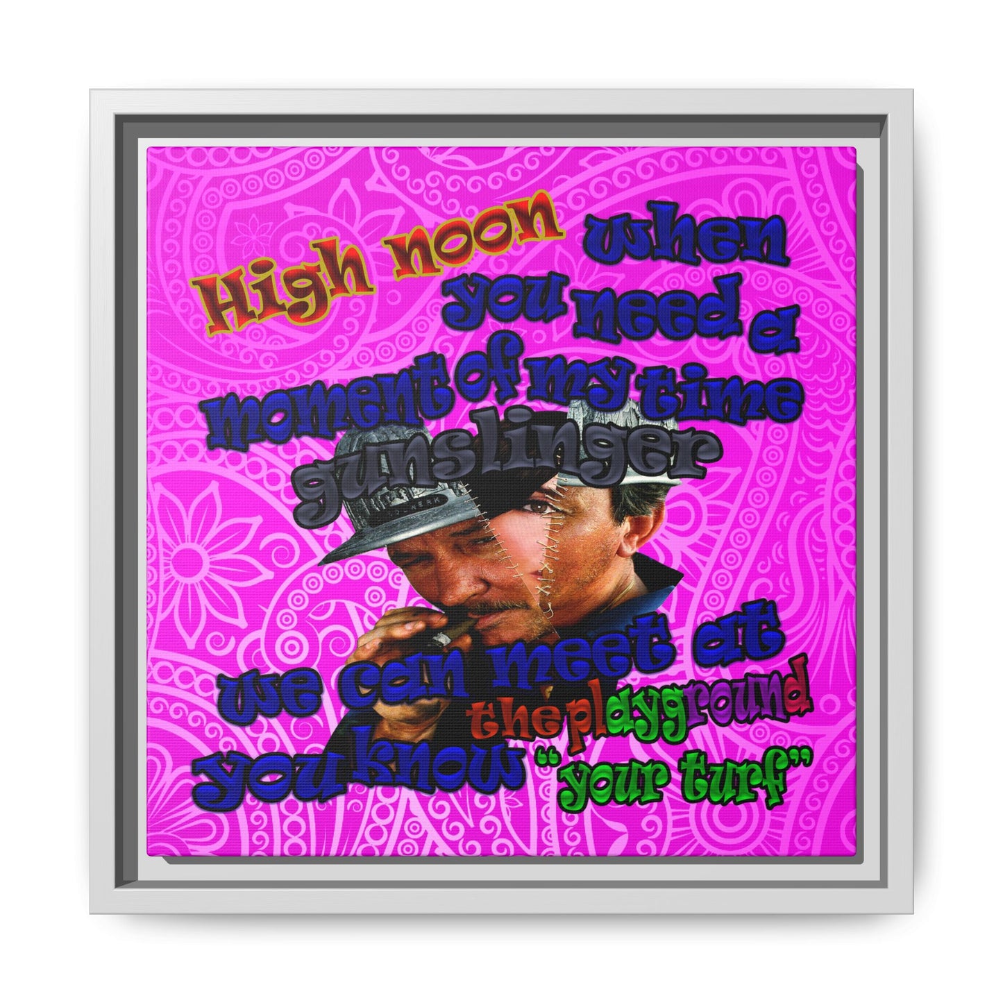 high noon - framed canvas art (pink swirl)