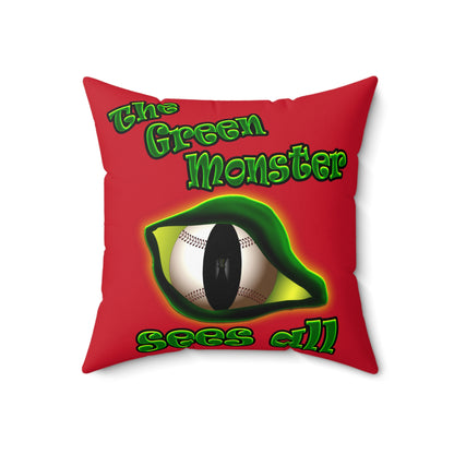 green monster - Spun Polyester Square Pillow - (dark red)