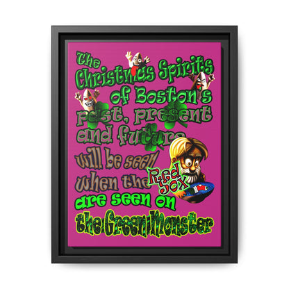 christmas spirits of boston - framed canvas art (pink)