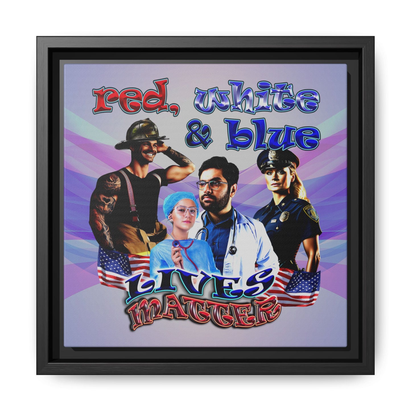 rw&b lives matter - framed canvas art (light blue-pink wave)