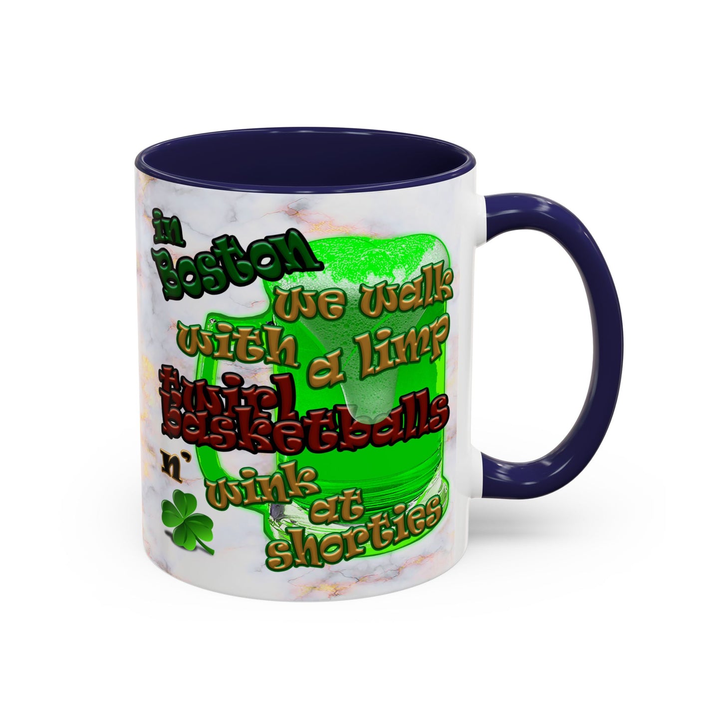 celtics logo - Accent Mug (white marble)