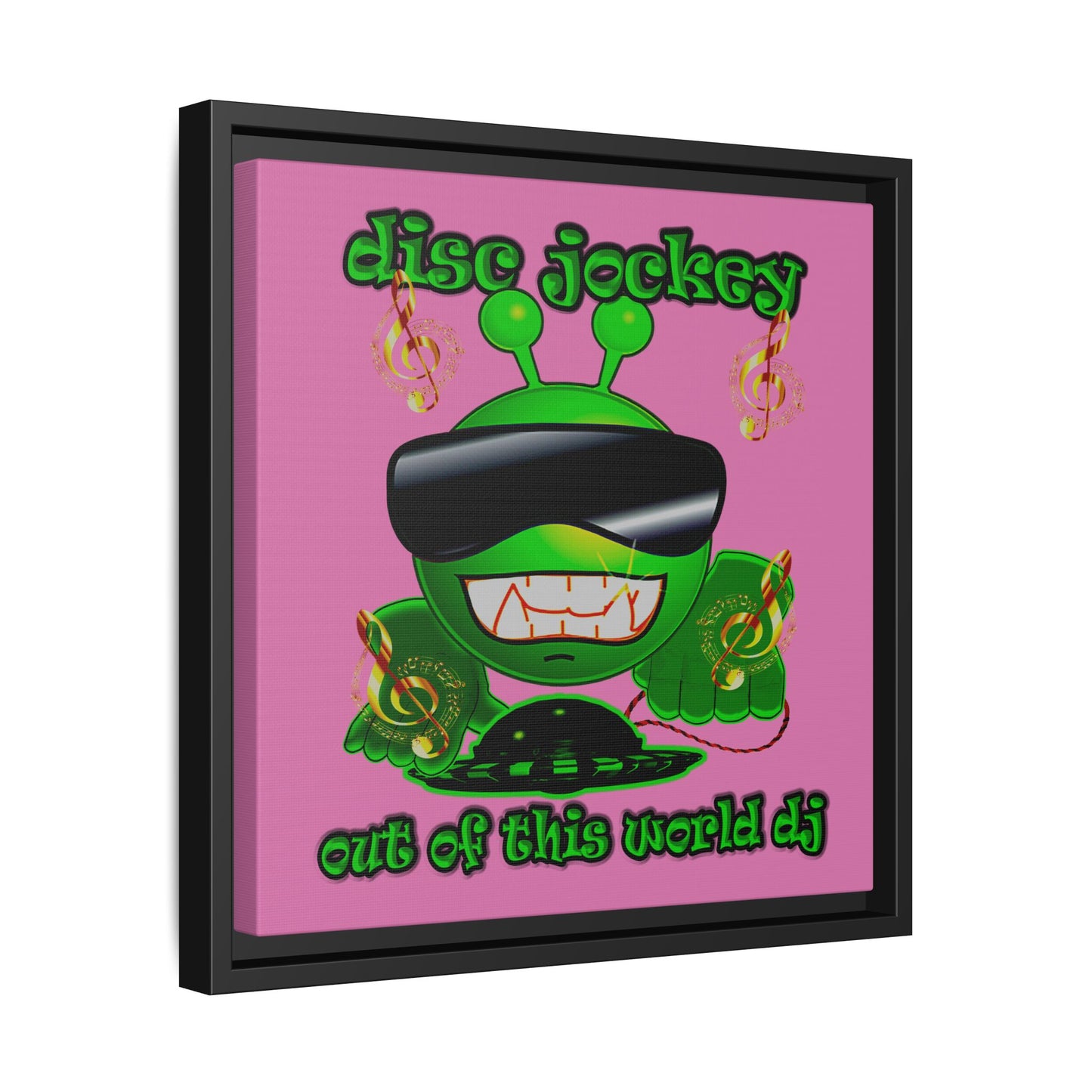 disc jockey - framed canvas art (light pink)