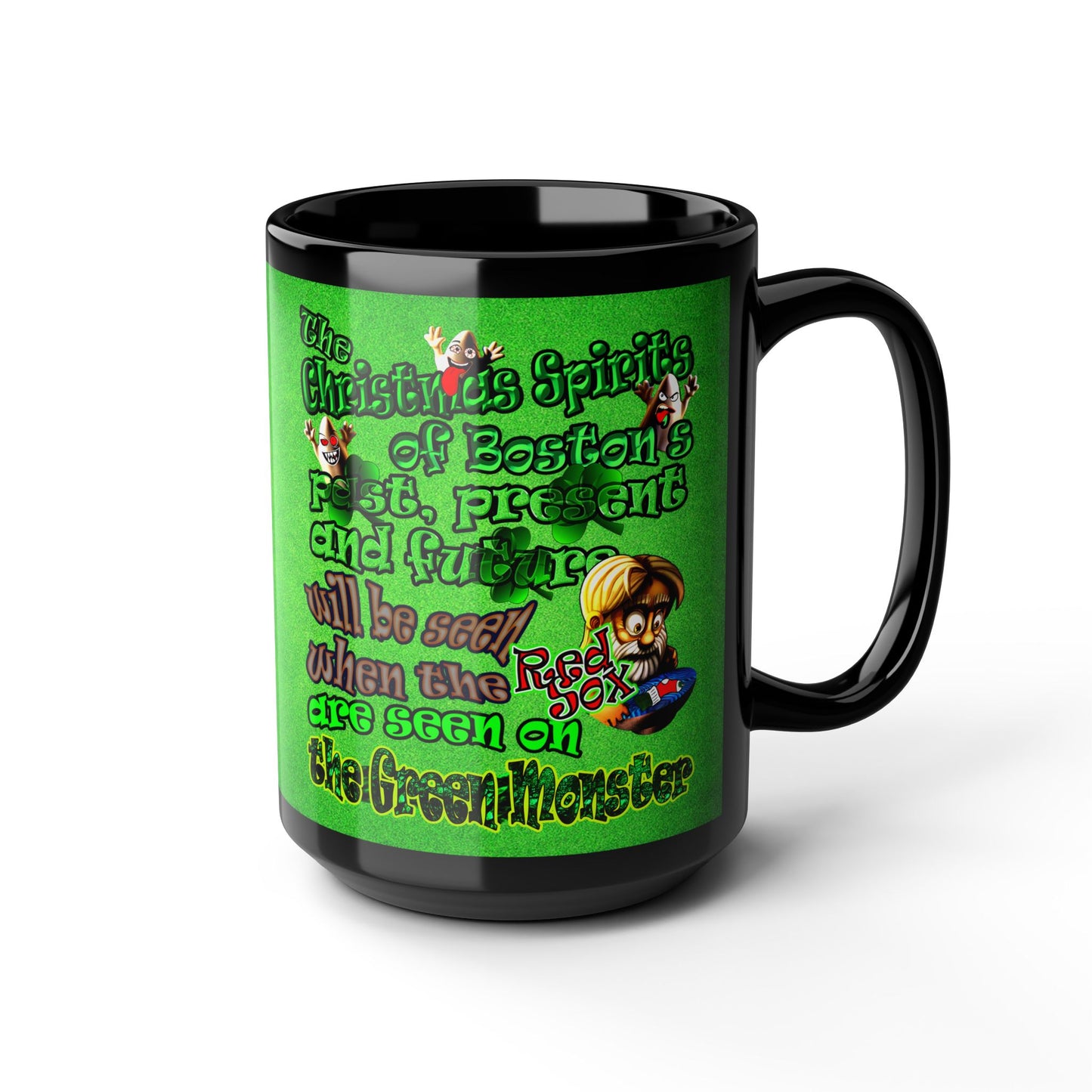 christmas spirits of boston - Black Mug (green turf)